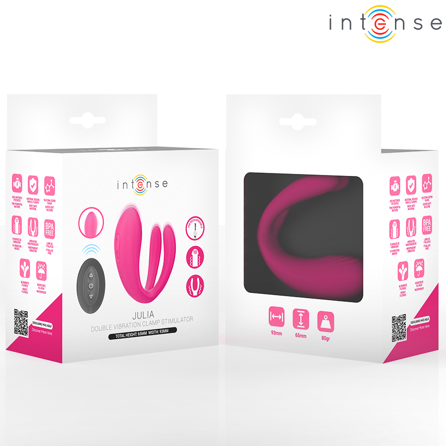 double vibromasseur à pince avec télécommande 10 modes Julia Intense 2