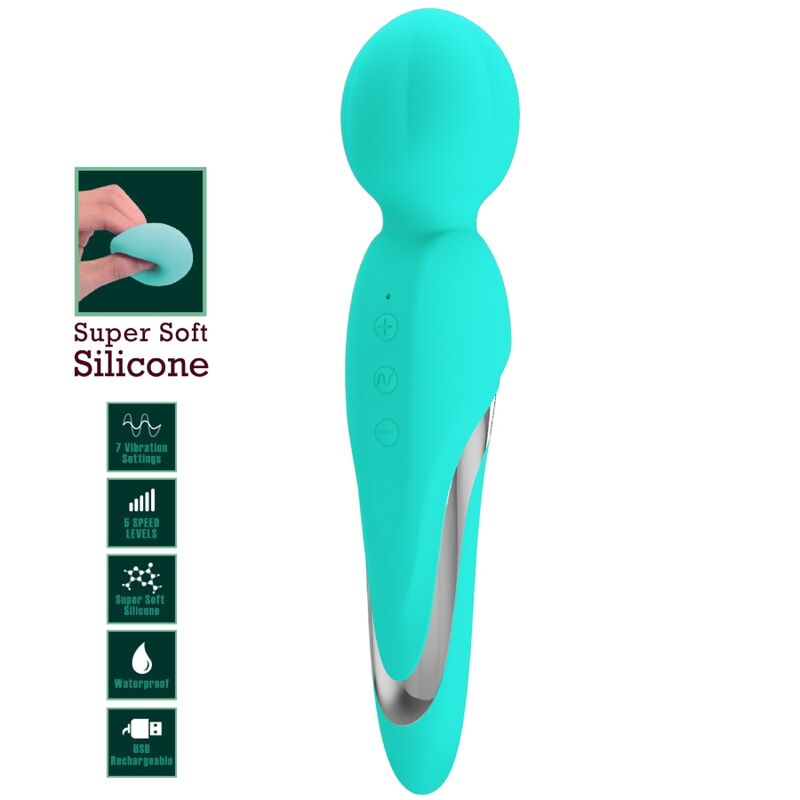 vibromasseur wand rechargeable 7 vibrations vert aqua Walter Pretty Love 7