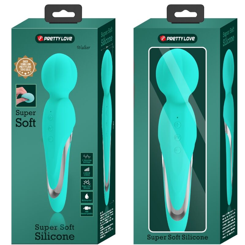 vibromasseur wand rechargeable 7 vibrations vert aqua Walter Pretty Love 9