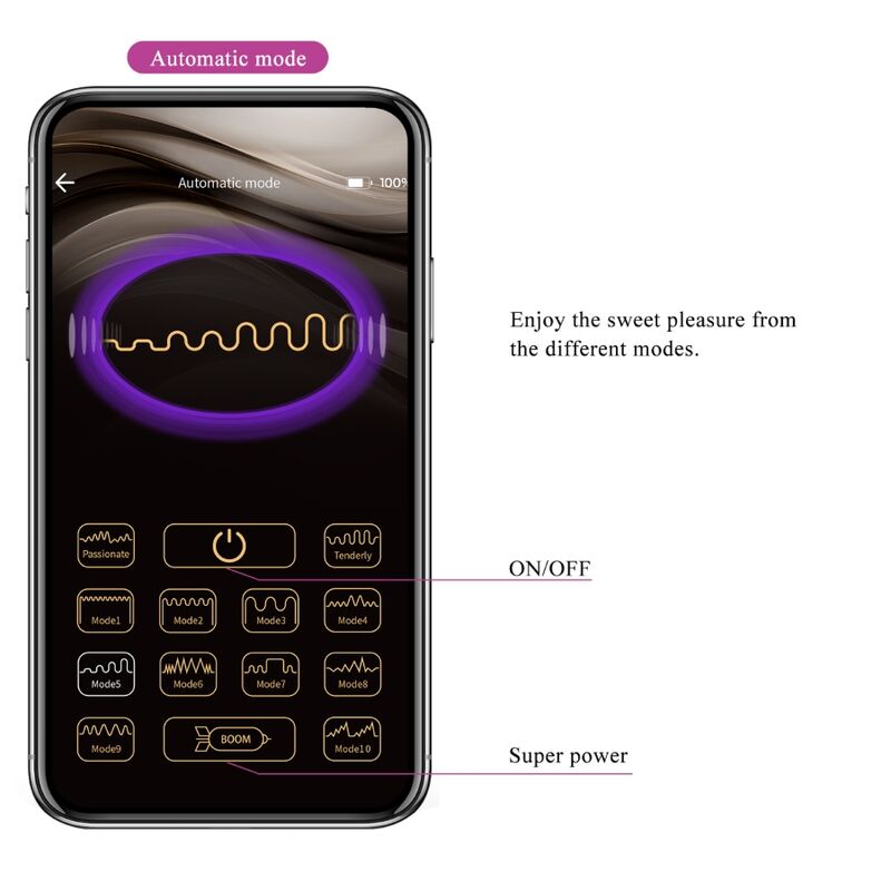 vibromasseur à électrostimulation rechargeable avec application violet Hector Pretty Love 15