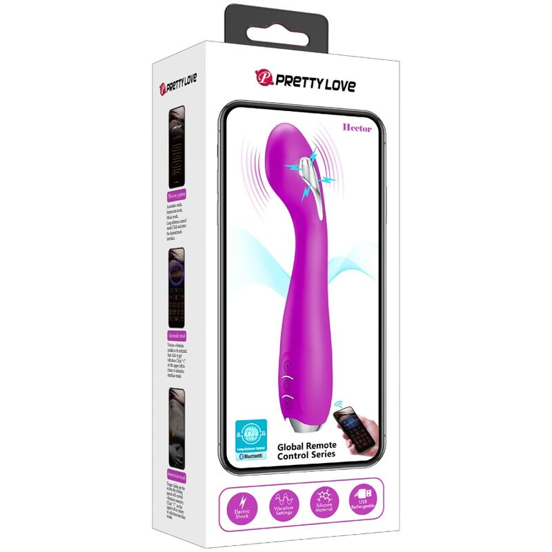 vibromasseur à électrostimulation rechargeable avec application violet Hector Pretty Love 18