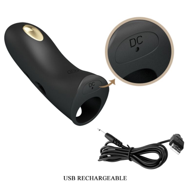 couvre-doigt électrostimulation rechargeable 7 vibrations noir Marico Pretty Love 8