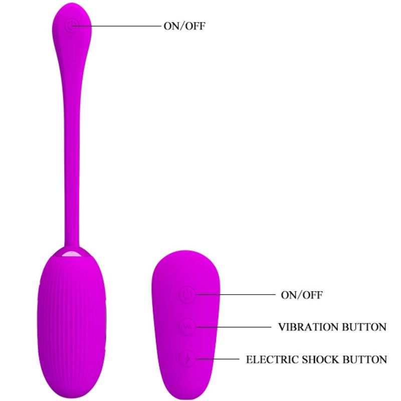 œuf vibrant télécommandé avec électrochoc rechargeable 7 vibrations lilas Shock Fun Pretty Love 4