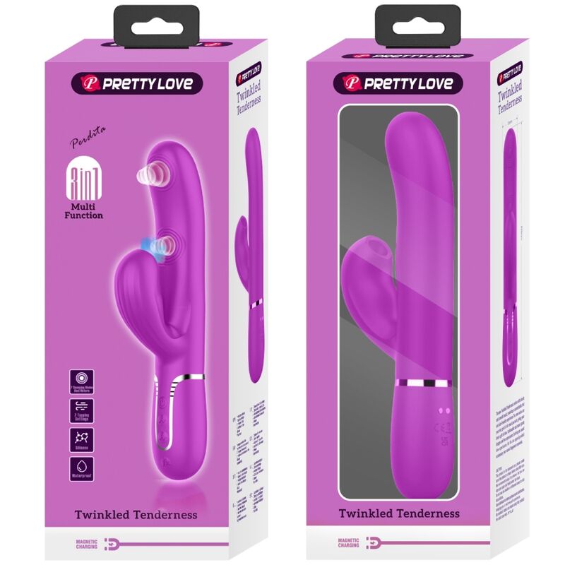 vibromasseur point G rabbit 3 en 1 violet USB magnétique Perlita Pretty Love 11