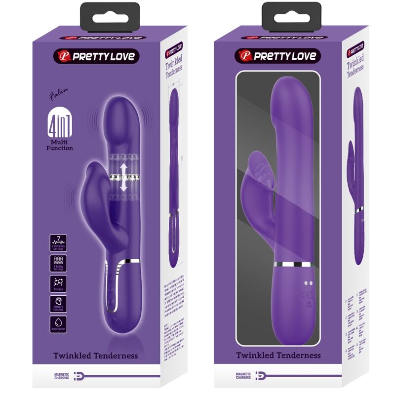 vibromasseur rabbit à perles 4 en 1 violet USB magnétique Zalin Pretty Love 11
