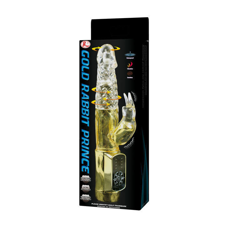 vibromasseur rabbit rotatif 12 vitesses LED submersible Gold Prince Baile 9
