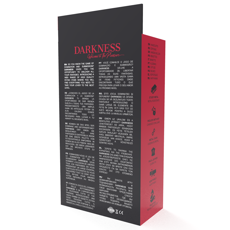menottes réglables en similicuir PVC noir avec cadenas Darkness 7