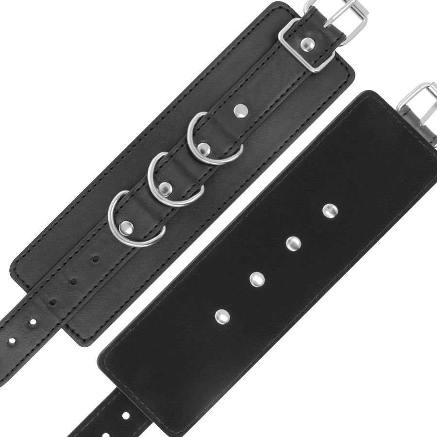 menottes réglables en similicuir PVC noir Darkness 4