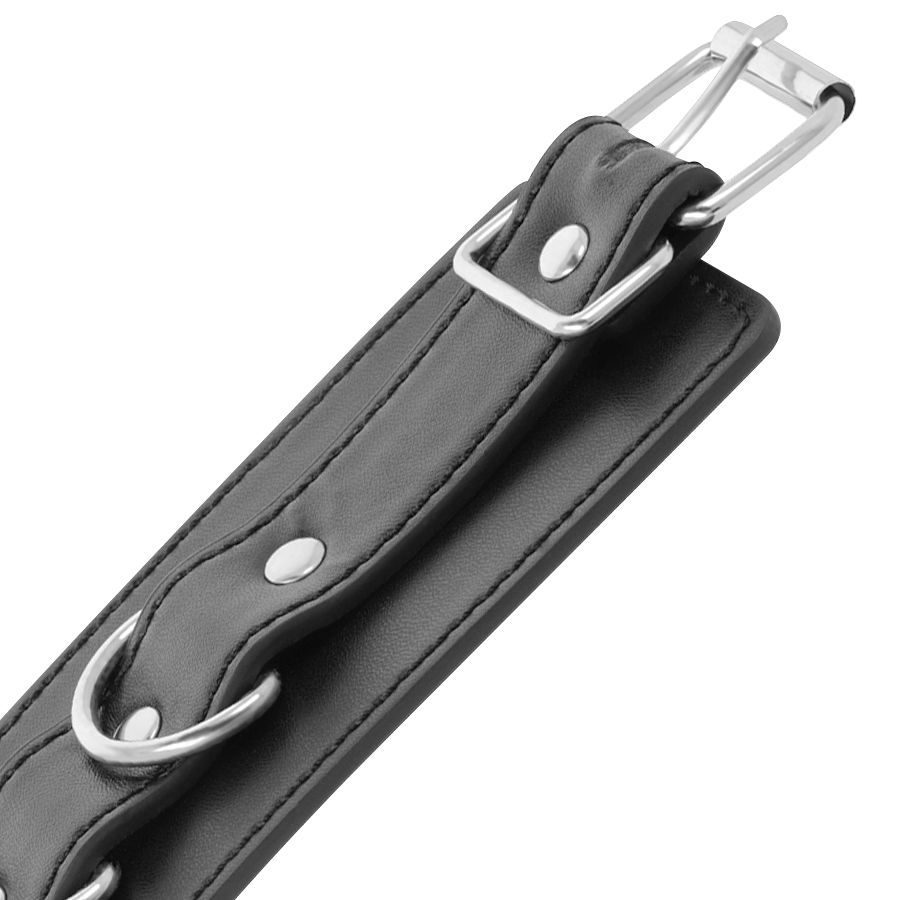 menottes réglables en similicuir PVC noir Darkness 5