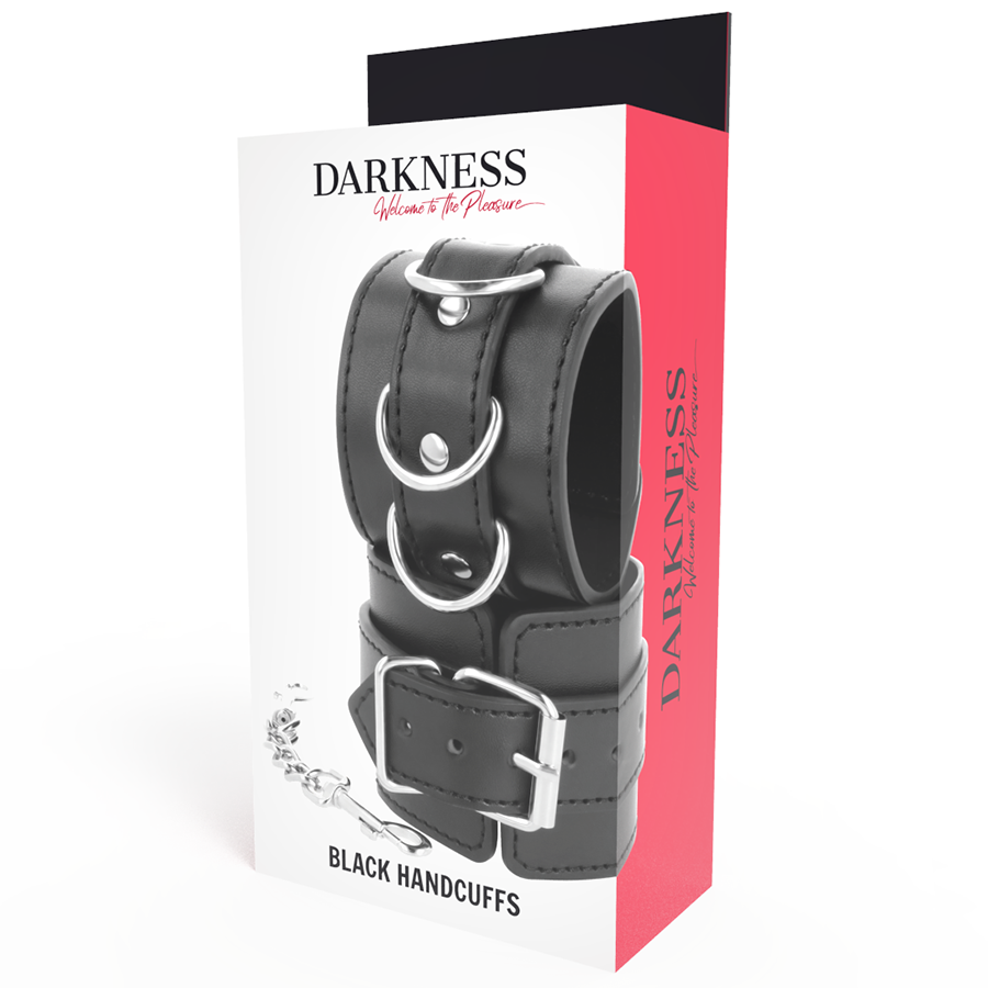 menottes réglables en similicuir PVC noir Darkness 6