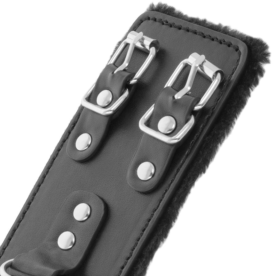 menottes réglables doublées en similicuir PVC noir Darkness 4
