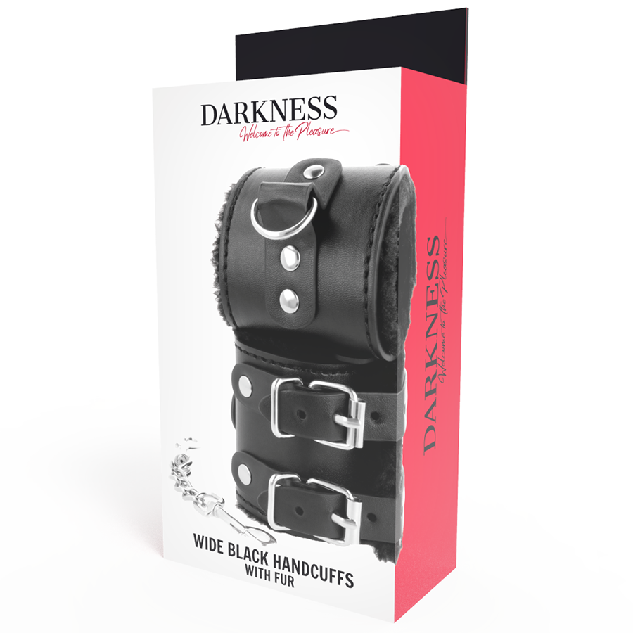 menottes réglables doublées en similicuir PVC noir Darkness 6