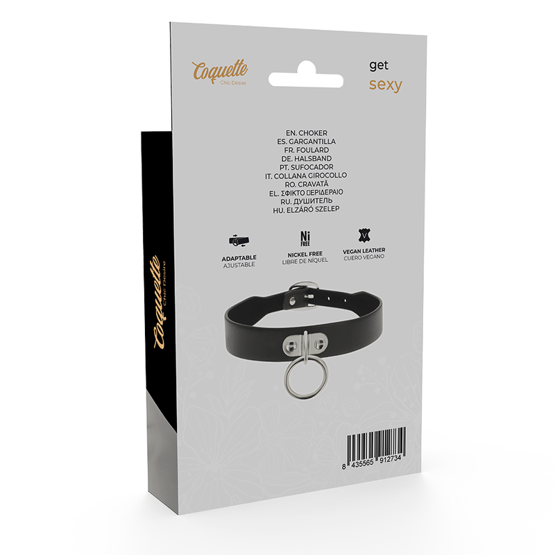 collier fétiche en cuir végan 43 cm trois boutons-pression Coquette Chic Desire 6