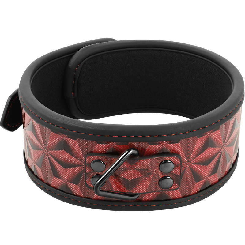 collier en cuir végan rouge doublé néoprène avec anneau métal Begme Red Edition 3