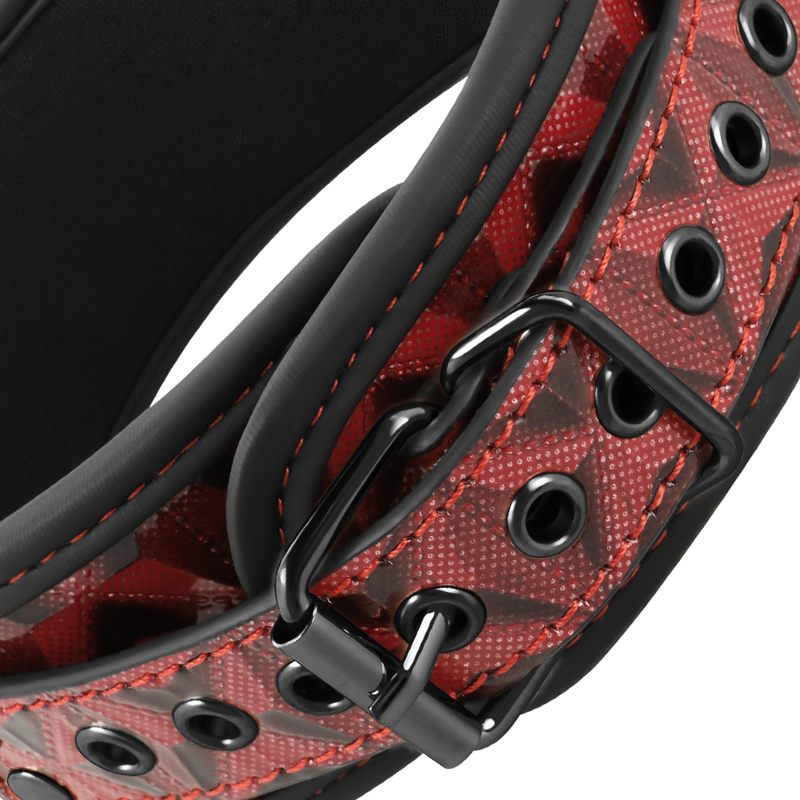 collier en cuir végan rouge doublé néoprène avec anneau métal Begme Red Edition 5