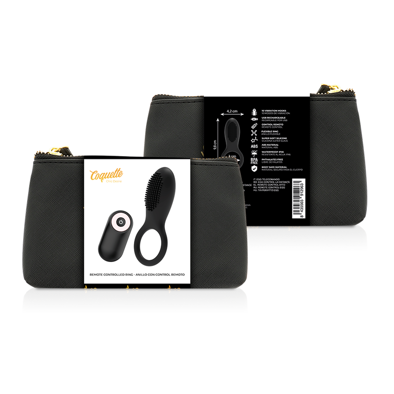 anneau pénien vibrant télécommandé rechargeable noir et or Coquette Chic Desire 2