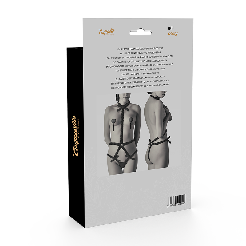 harnais de corps style corset avec cache-tétons assortis Coquette Chic Desire 5