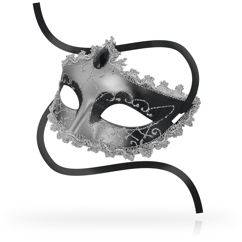 masque vénitien gris et noir avec diamant OHMAMA 2
