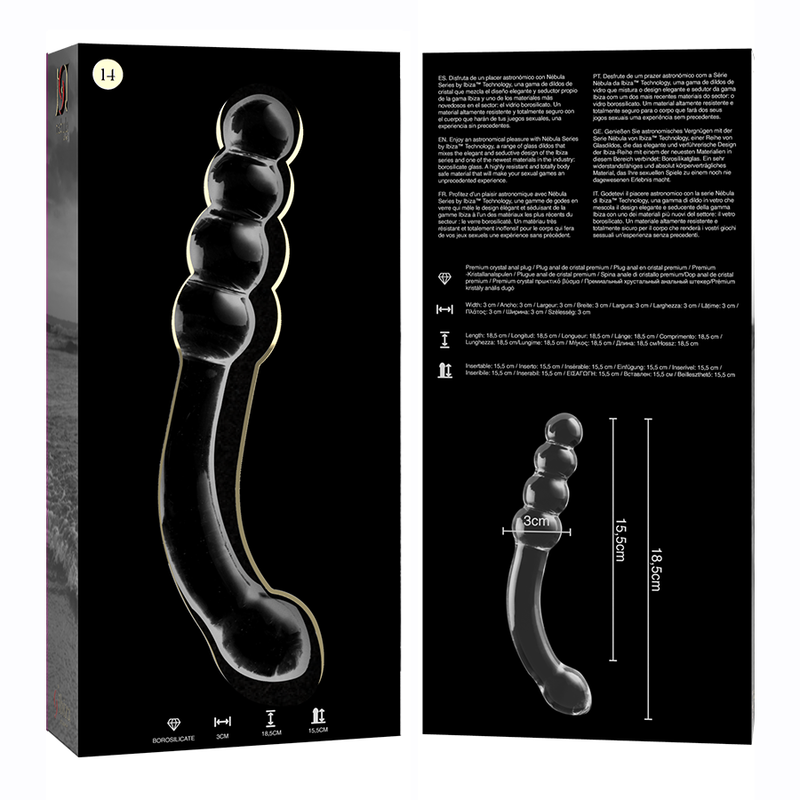 Gode en verre Nebula Ibiza modèle 14 transparent 18,5 cm 5