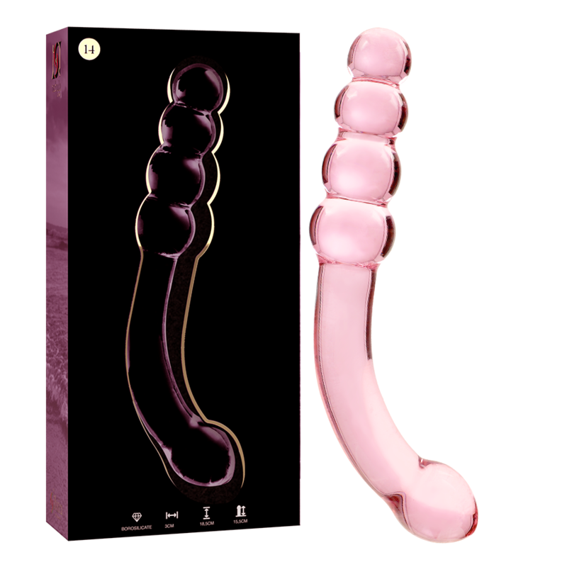 Gode en verre Nebula Ibiza modèle 14 rose 18,5 cm 2