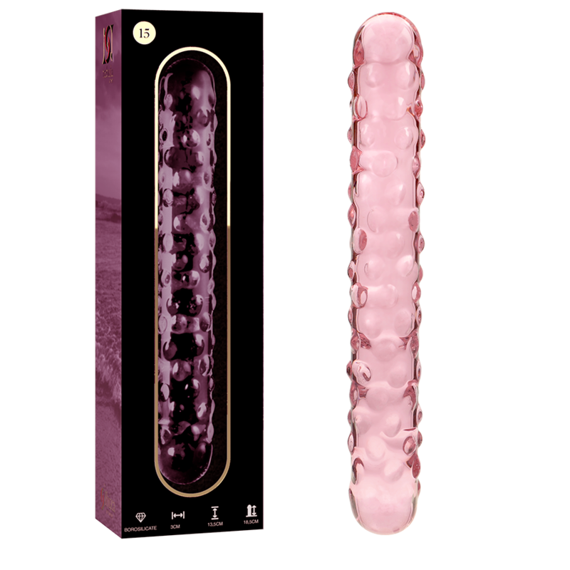 Gode en verre Nebula Ibiza modèle 15 rose 18,5 cm 2