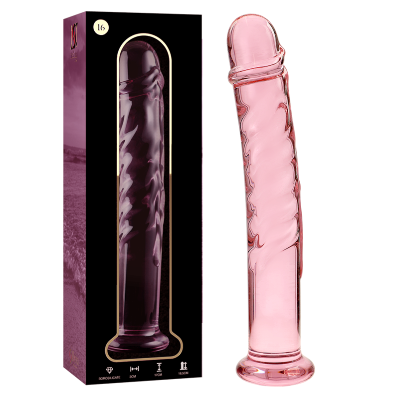 Gode en verre Nebula Ibiza modèle 16 rose 18,5 cm 2