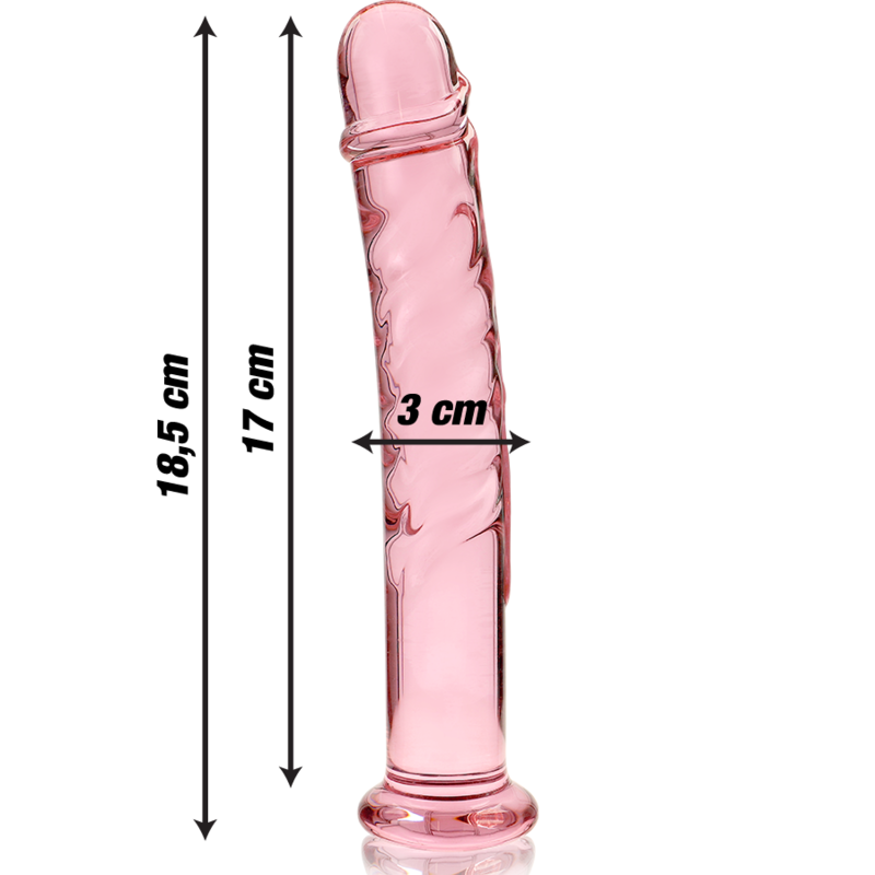 Gode en verre Nebula Ibiza modèle 16 rose 18,5 cm 3
