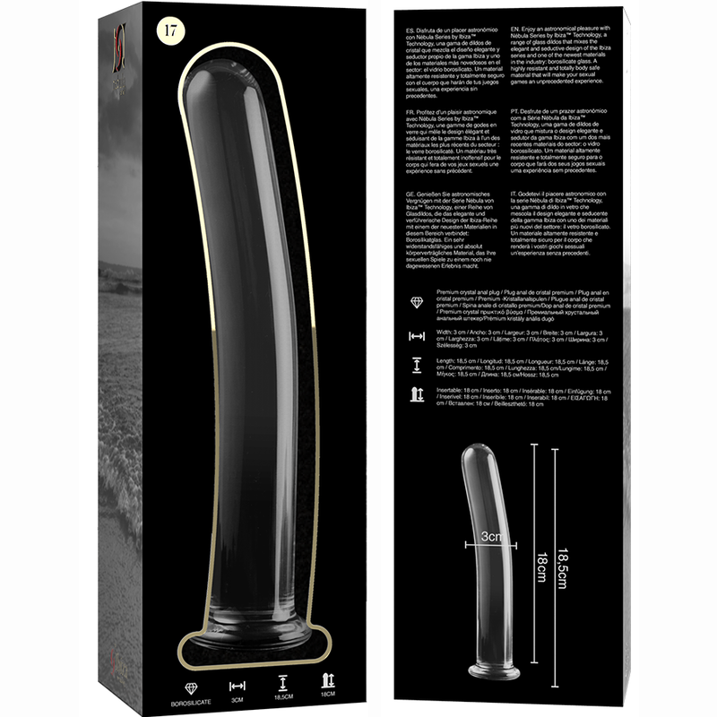 Gode en verre Nebula Ibiza modèle 17 transparent 18,5 cm 5