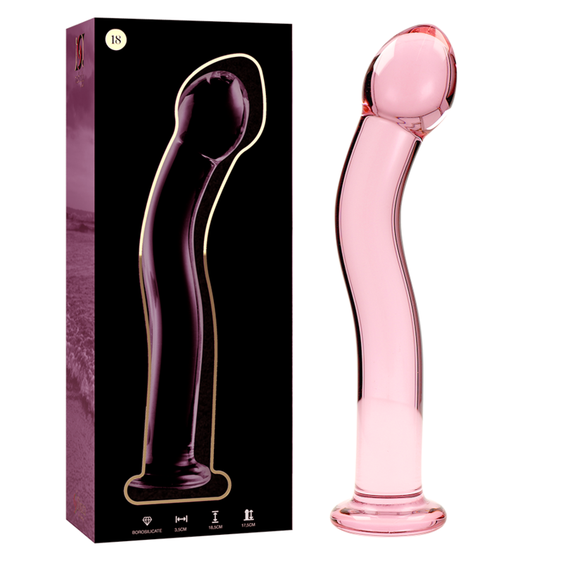 Gode en verre Nebula Ibiza modèle 18 rose 18,5 cm 2