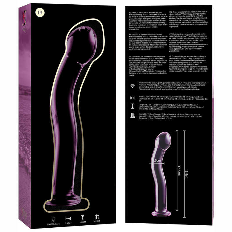 Gode en verre Nebula Ibiza modèle 18 rose 18,5 cm 5