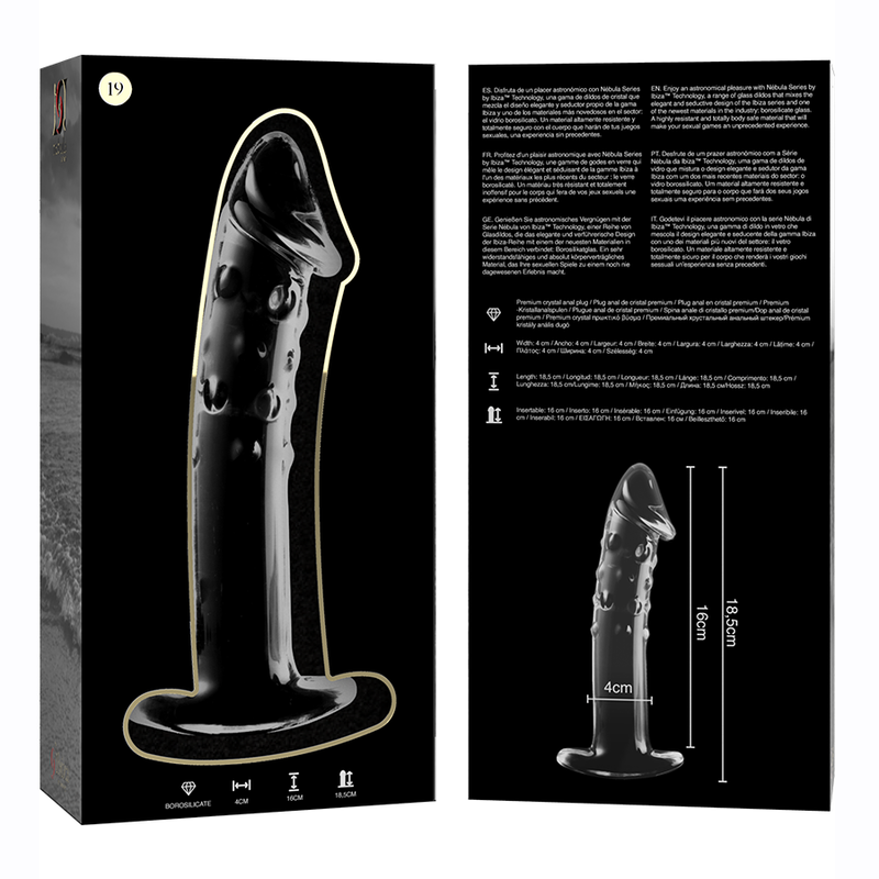 Gode en verre Nebula Ibiza modèle 19 transparent 18,5 cm 5
