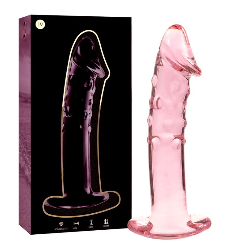Gode en verre Nebula Ibiza modèle 19 rose 18,5 cm 2