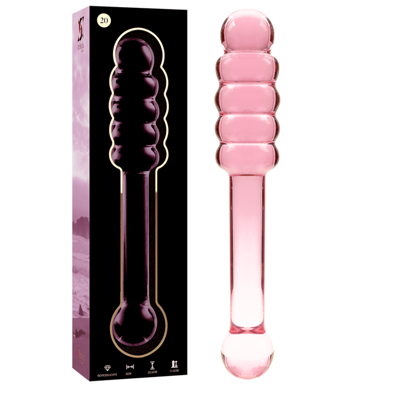 Gode en verre Nebula Ibiza modèle 20 rose 20,5 cm 2
