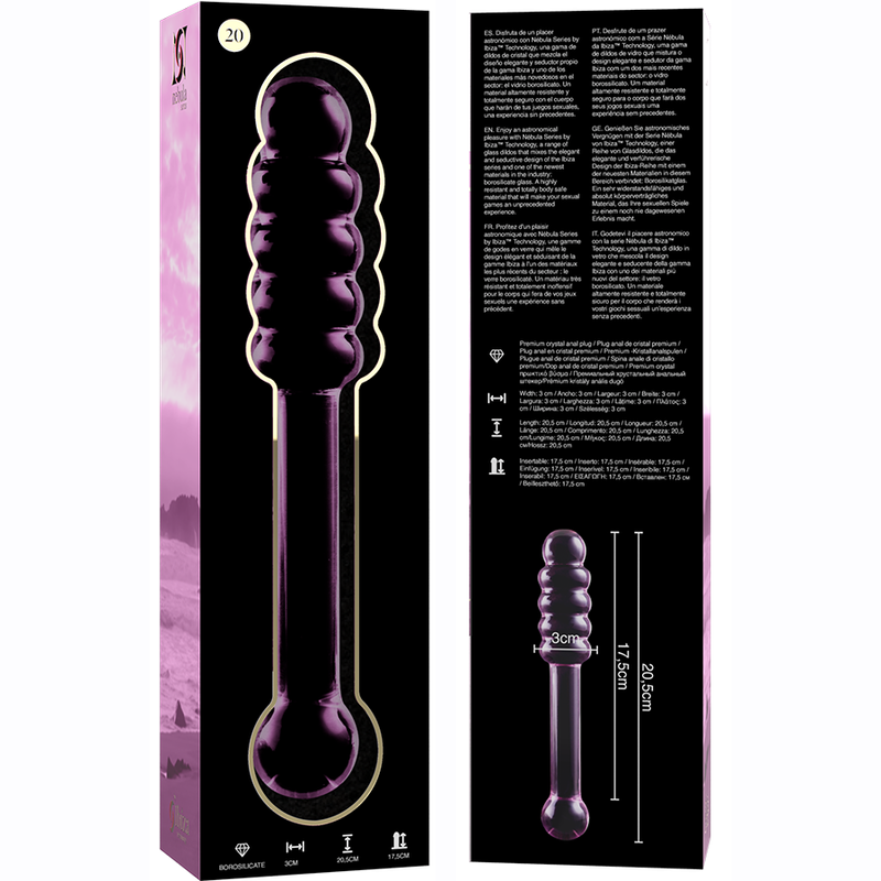 Gode en verre Nebula Ibiza modèle 20 rose 20,5 cm 5