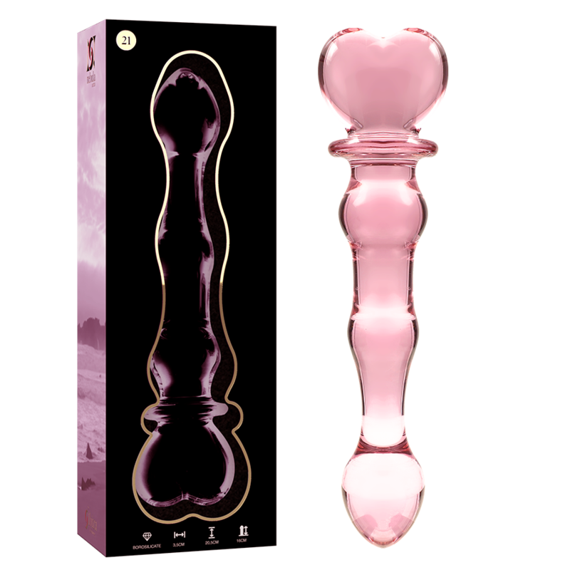 Gode en verre Nebula Ibiza modèle 21 rose 20,5 cm 2