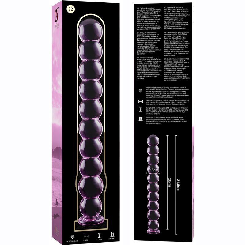 Gode en verre Nebula Ibiza modèle 22 rose 21,5 cm 5