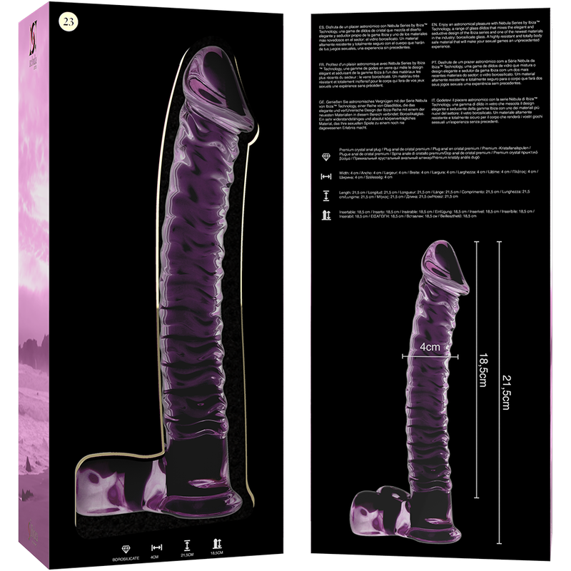 Gode en verre Nebula Ibiza modèle 23 rose 21,5 cm 5