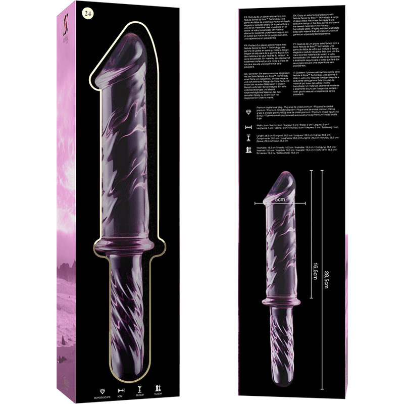 Gode en verre Nebula Ibiza modèle 24 rose 28,5 cm 5