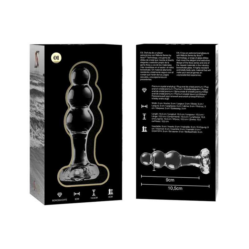 Plug anal en verre Nebula Ibiza modèle 1 transparent 10,5 cm 5