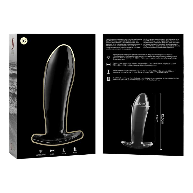 Plug anal en verre Nebula Ibiza modèle 5 transparent 12,5 cm 5