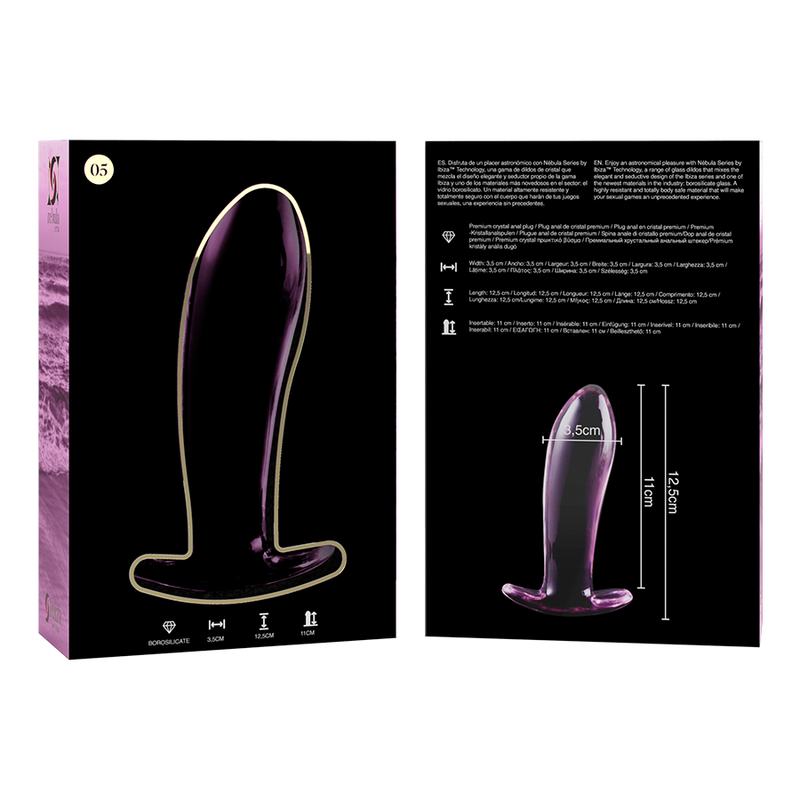 Plug anal en verre Nebula Ibiza modèle 5 rose 12,5 cm 5