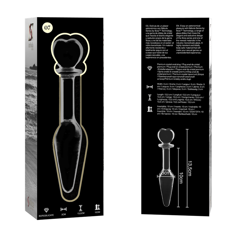 Plug anal en verre Nebula Ibiza modèle 7 transparent 13,5 cm 5
