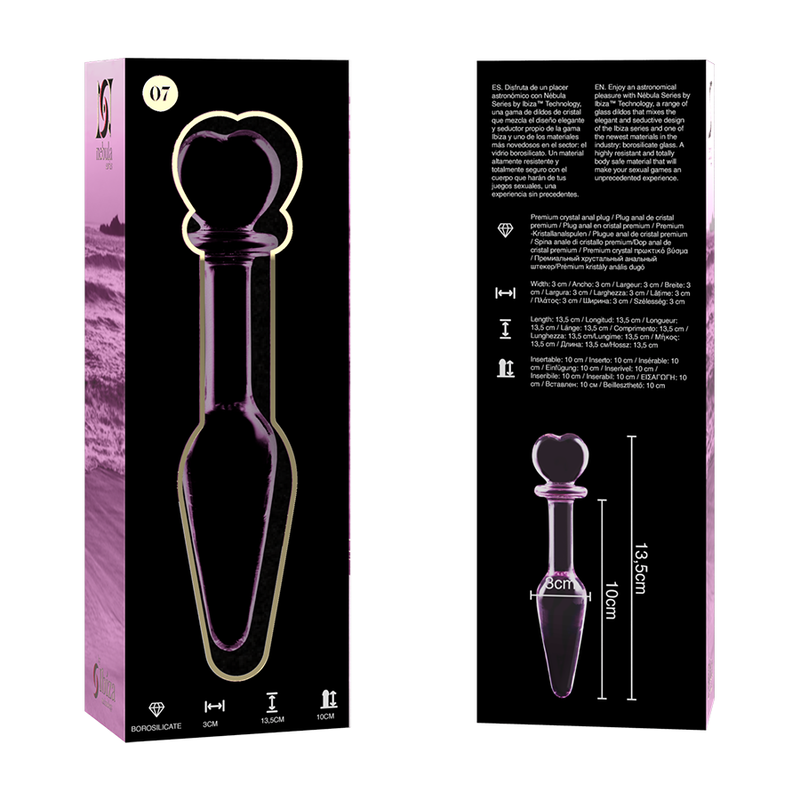 Plug anal en verre Nebula Ibiza modèle 7 rose 13,5 cm 5