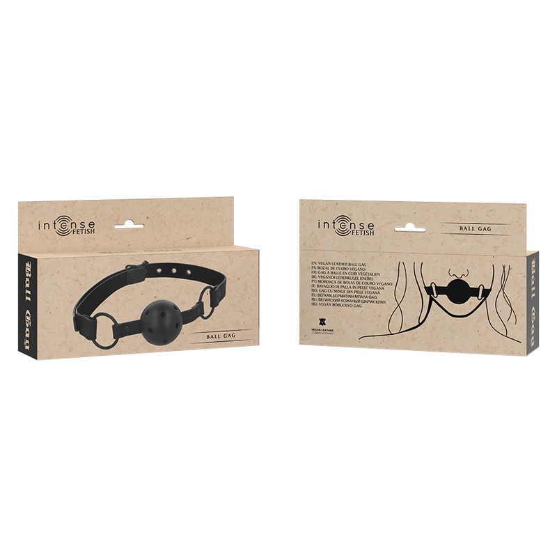 Bâillon boule en cuir végan Intense Fetish, vue 5 sur 5