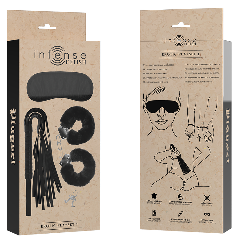 Coffret BDSM menottes masque flogger Intense Fetish 1, vue 6 sur 6