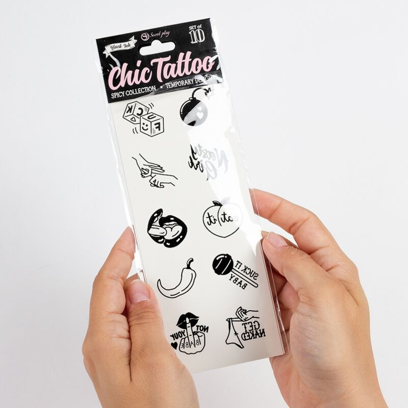 Lot de 10 tatouages temporaires Spicy Collection Secret Play, vue 4 sur 5