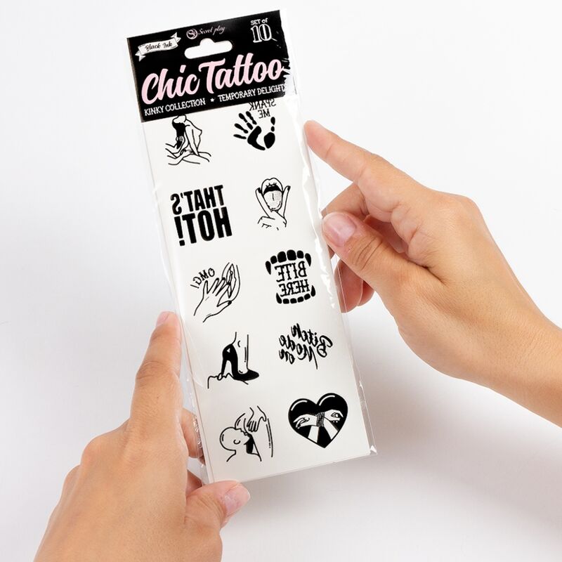 Lot de 10 tatouages temporaires Kinky Collection Secret Play, vue 4 sur 5