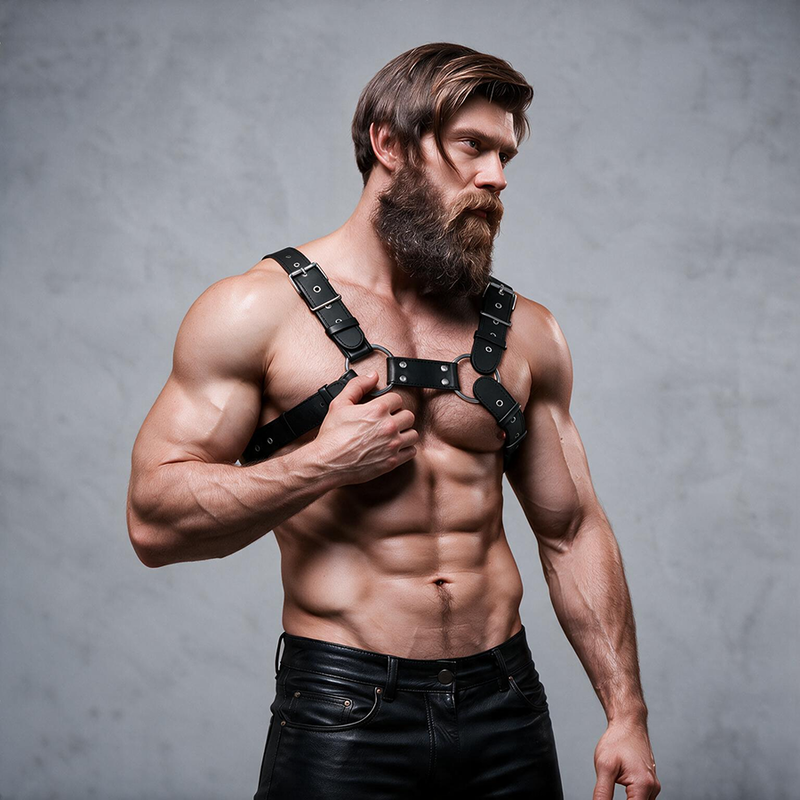 Harnais poitrine bulldog homme éco cuir Fetish Submissive, vue 3 sur 6