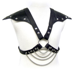 Harnais cuir homme épaules et chaînes métal Leather Body, vue 1 sur 1