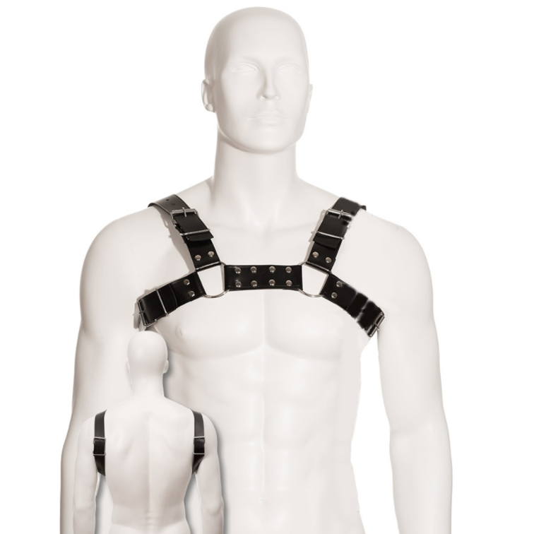 Harnais bulldog cuir noir homme réglable Leather Body, vue 2 sur 2